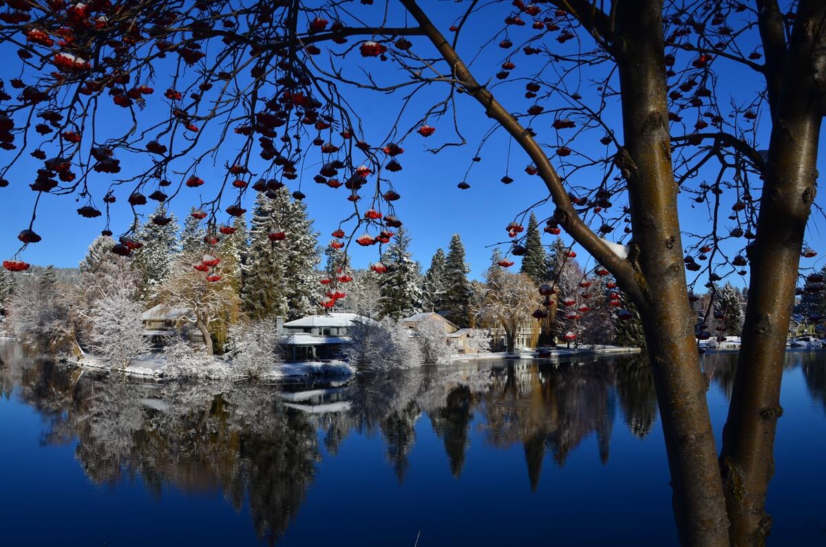 views from Drake Park winter in Bend Oregon