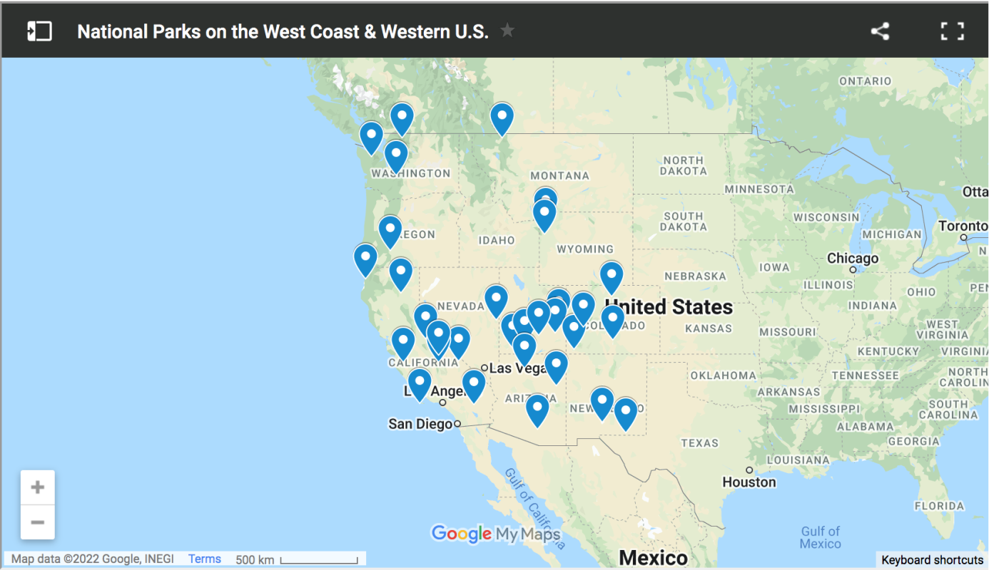 national parks on the west coast & western US