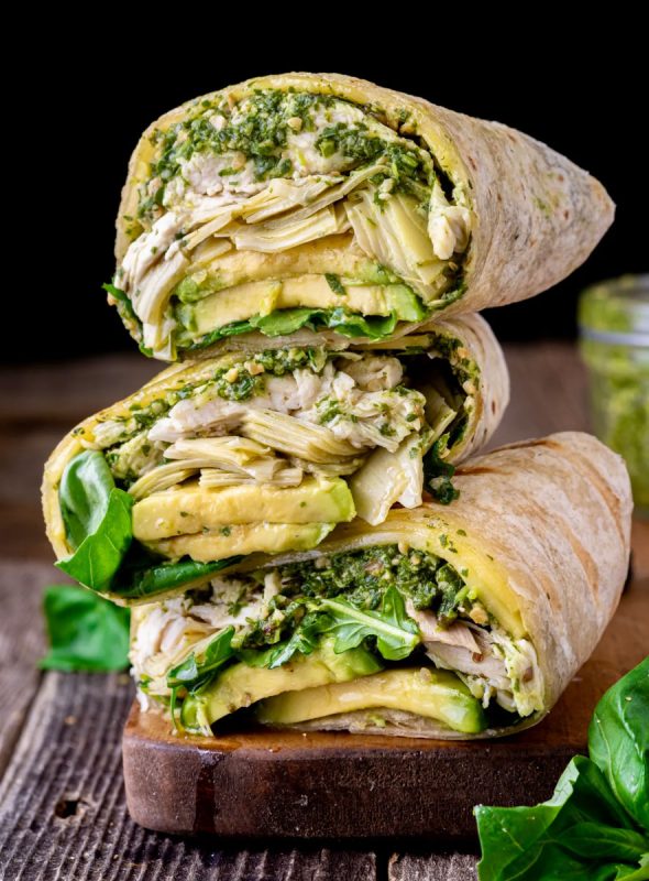 Grilled Pesto Chicken Wraps (Elaine from Wandering Chickpea)