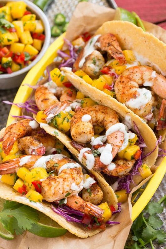 shrimp-tacos-with-mango-salsa (Dinner at the Zoo)