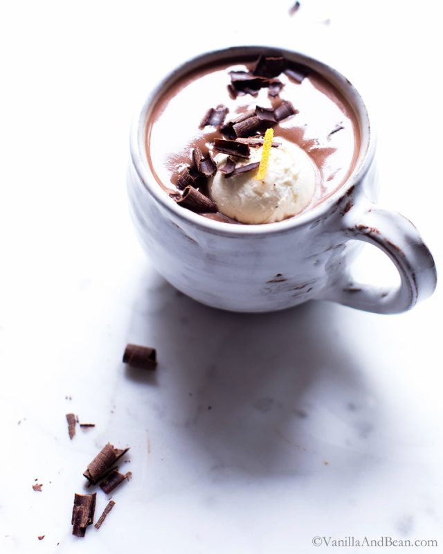 Boozy Orange Hot Chocolate (Vanilla and Bean)