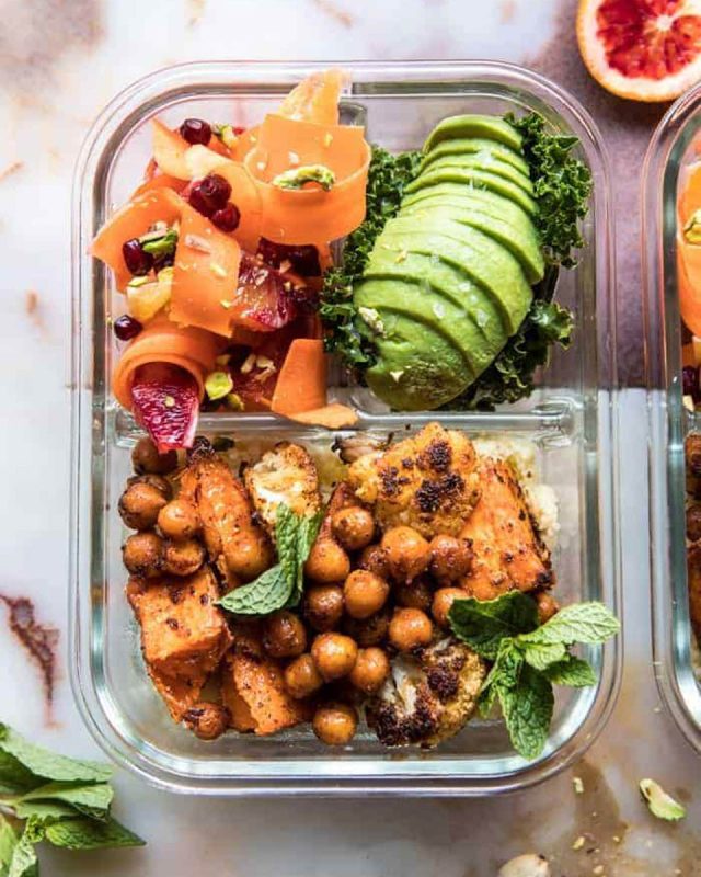Moroccan Chickpea, Sweet Potato, and Cauliflower Bowls (Half-Baked Harvest)