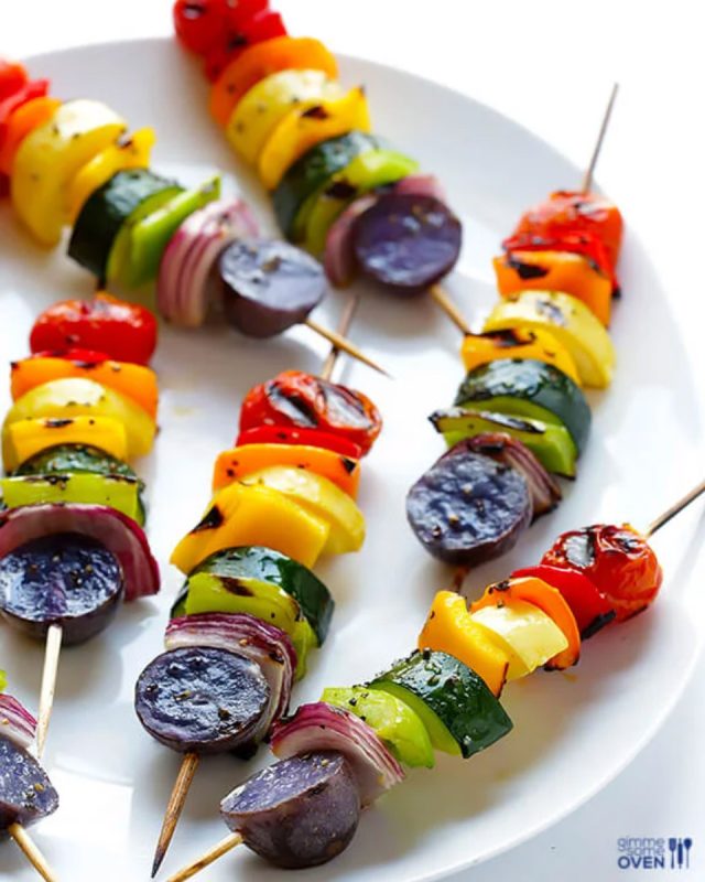 Rainbow Veggie Kebabs (Gimme Some Oven)