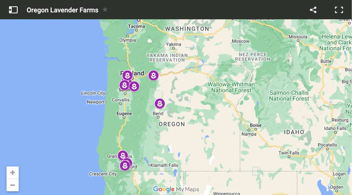 Oregon Lavender Farms Map
