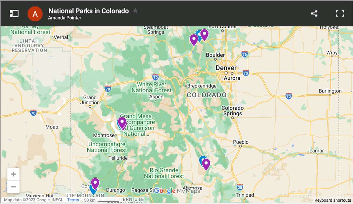National Parks in Colorado Map